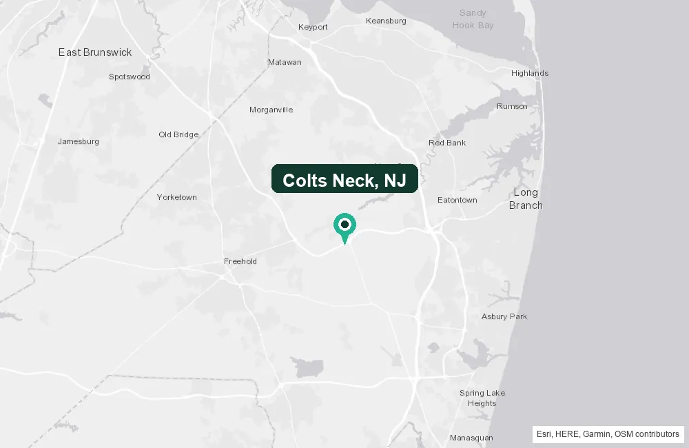 Map of Colts Neck, New Jersey and the surrounding Monmouth County area service area